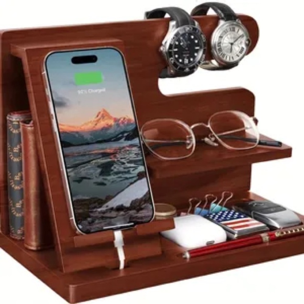 Great Gift phone DOCKING STATION WOOD PHONE holder charger station stand